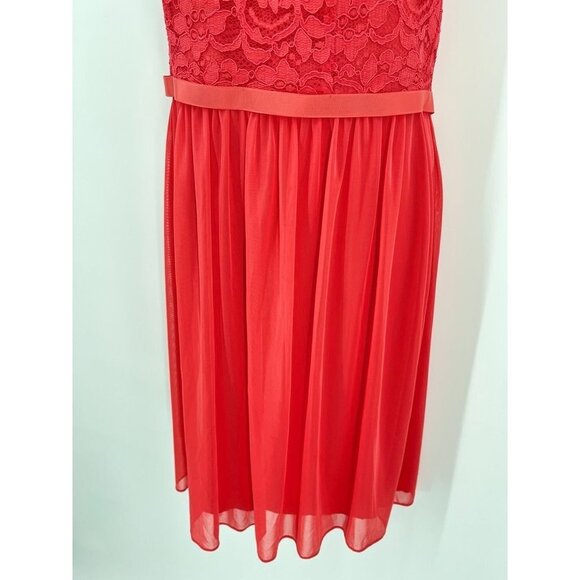 Davids Bridal Halter Dress Lace Top Guava Size 8 Lace Top Knee Length Prom - Picture 6 of 9